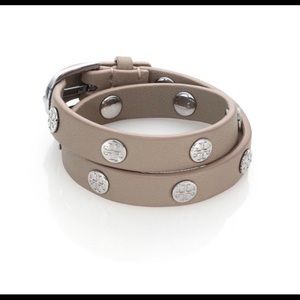 NWT Tory Burch French Gray Leather Wrap Bracelet